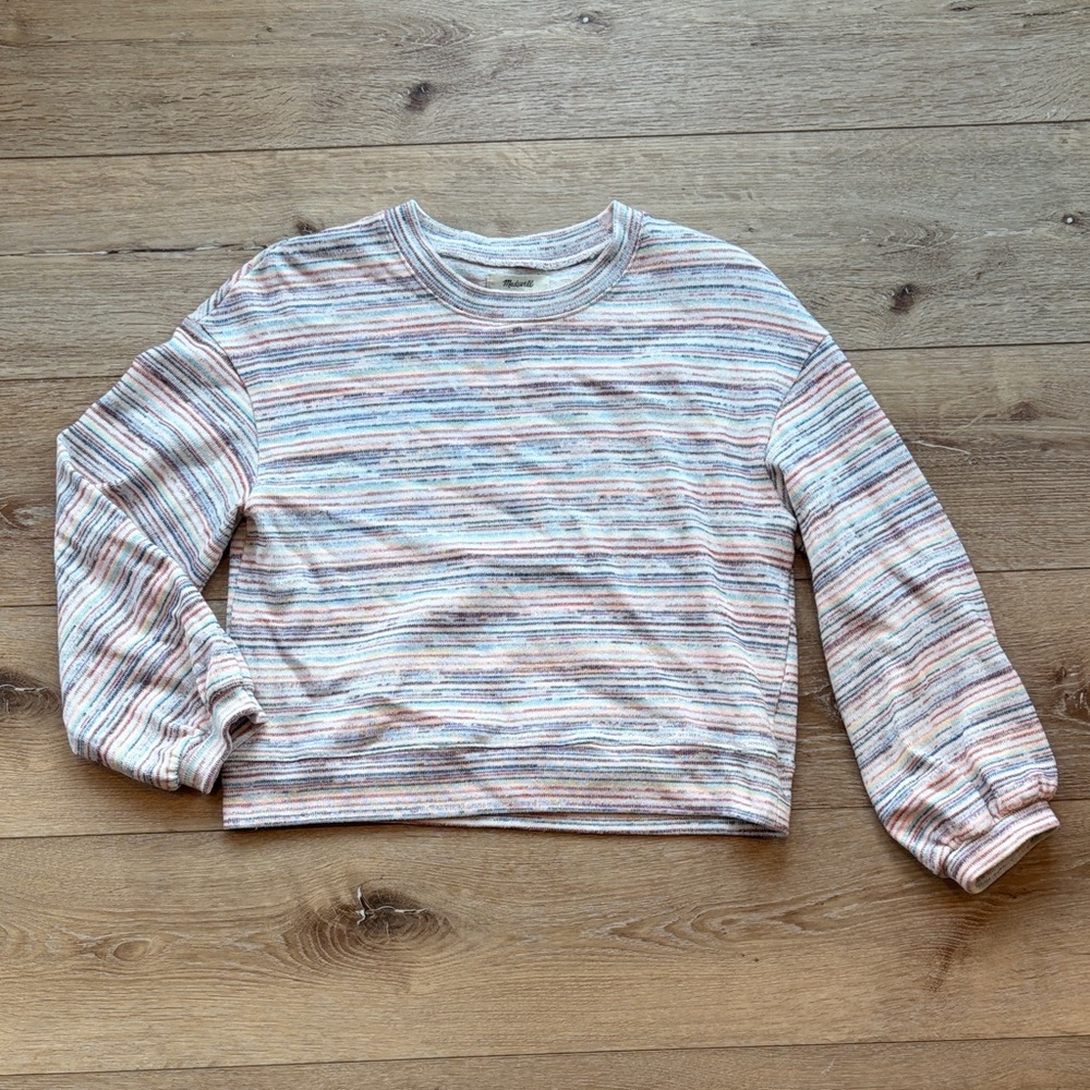 Madewell Pastel Striped Crew Neck Sweater